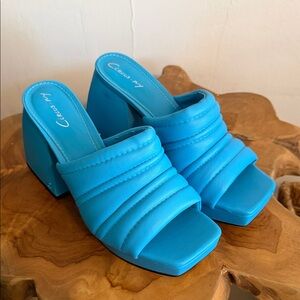 Blue Women's Block Heel Sandals